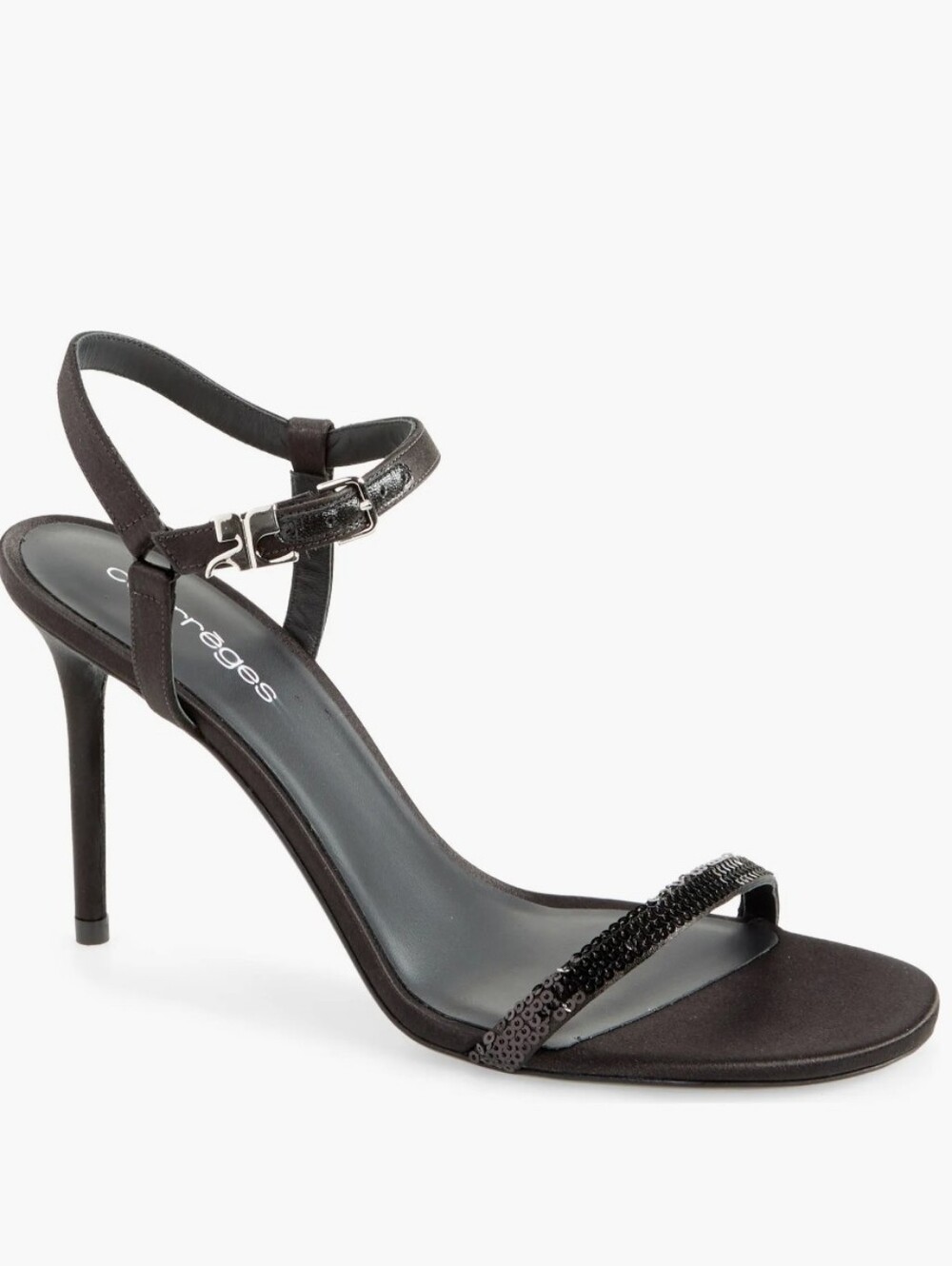 COURREGES AC Stud Sequin Sandals Heels Black Women's EU 40 US 9 Org $920
